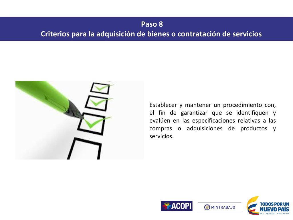 Criterios para la adquisición de bienes o contratación de servicios