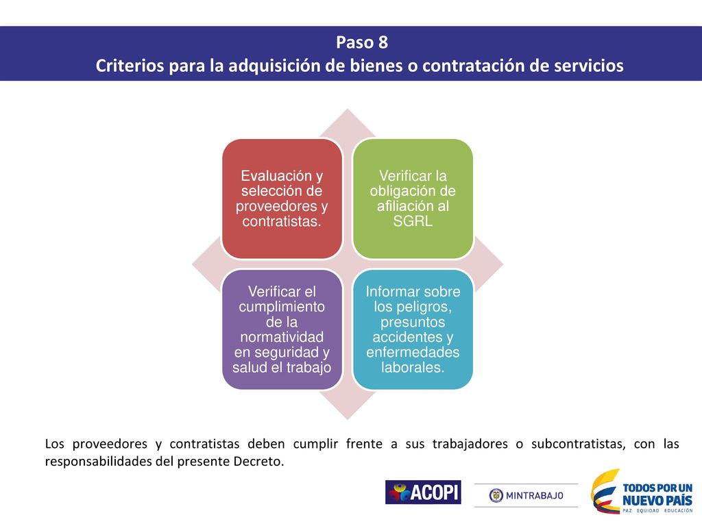 Criterios para la adquisición de bienes o contratación de servicios