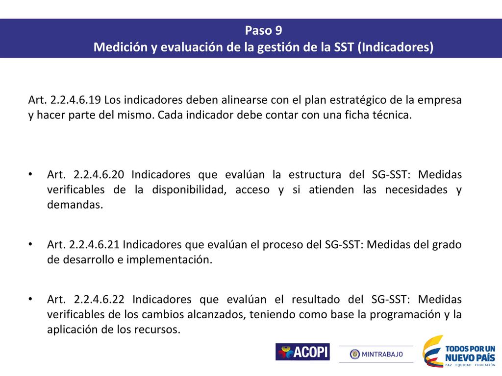 Medición y evaluación de la gestión de la SST (Indicadores)