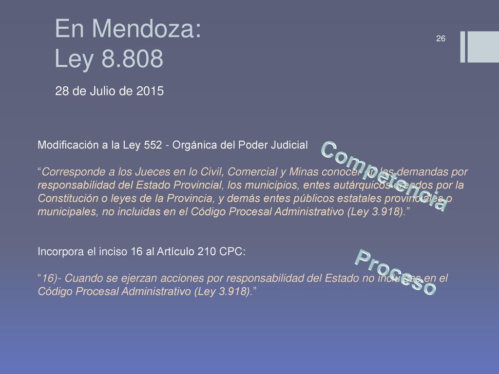 En Mendoza: Ley Competencia Proceso 28 de Julio de 2015