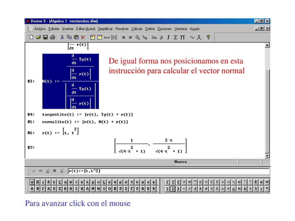 De igual forma nos posicionamos en esta instrucción para calcular el vector normal