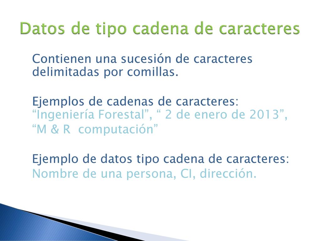 Datos de tipo cadena de caracteres