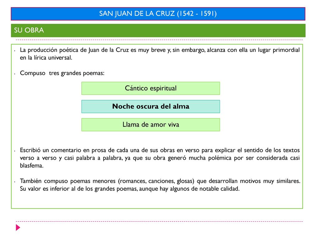 SAN JUAN DE LA CRUZ ( ) SU OBRA Cántico espiritual