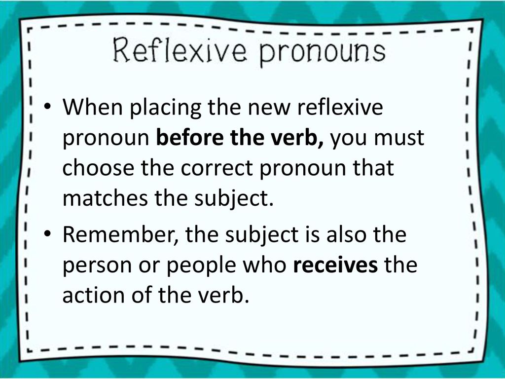 When placing the new reflexive pronoun before the verb, you must choose the correct pronoun that matches the subject.
