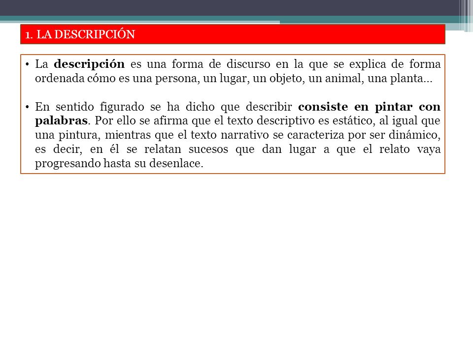 1. LA DESCRIPCIÓN