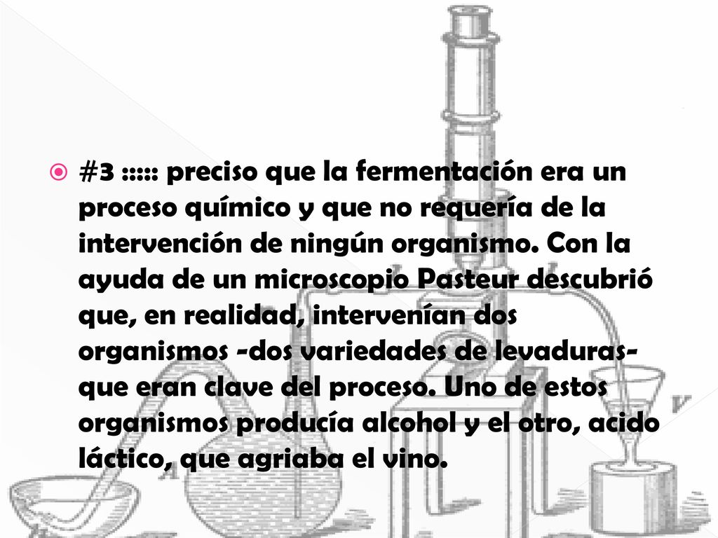 #3 ::::: preciso que la fermentación era un proceso químico y que no requería de la intervención de ningún organismo.