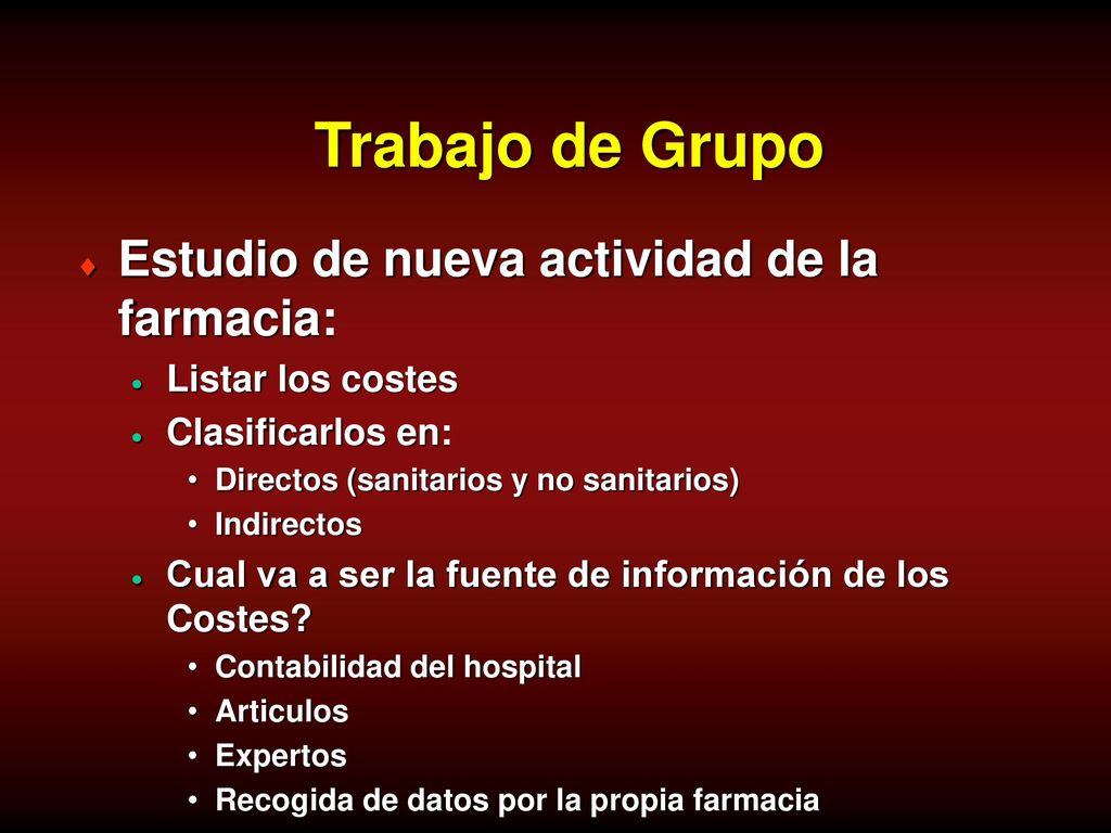 Trabajo de Grupo Estudio de nueva actividad de la farmacia:
