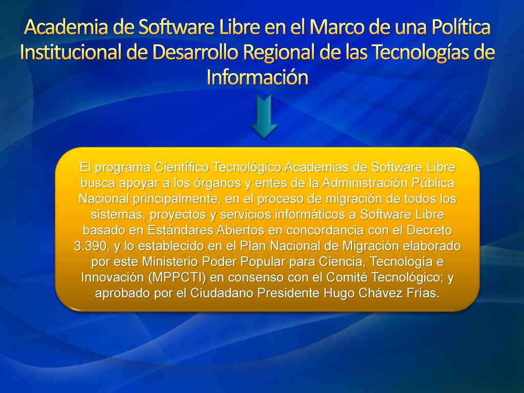 Academia de Software Libre en el Marco de una Política Institucional de Desarrollo Regional de las Tecnologías de Información