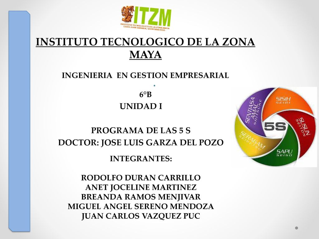 UNIDAD I PROGRAMA DE LAS 5 S DOCTOR: JOSE LUIS GARZA DEL POZO