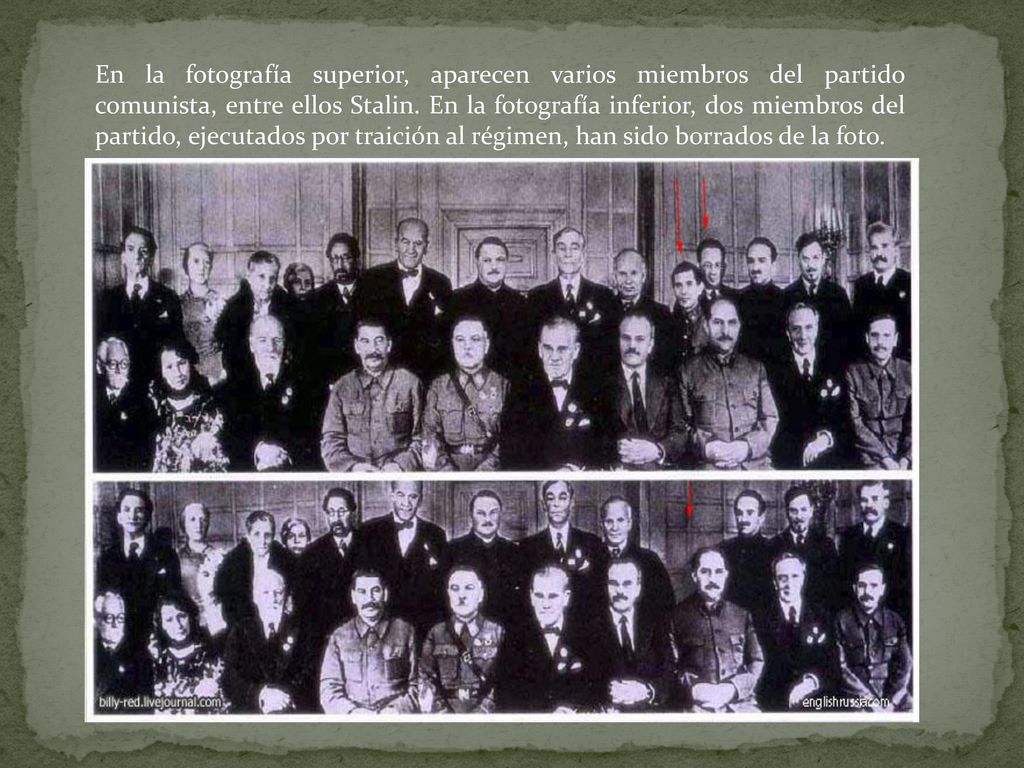En la fotografía superior, aparecen varios miembros del partido comunista, entre ellos Stalin.