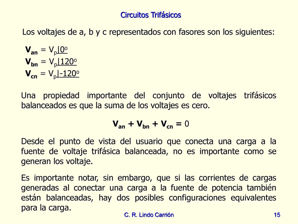 Los voltajes de a, b y c representados con fasores son los siguientes: