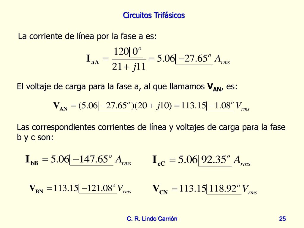 La corriente de línea por la fase a es: