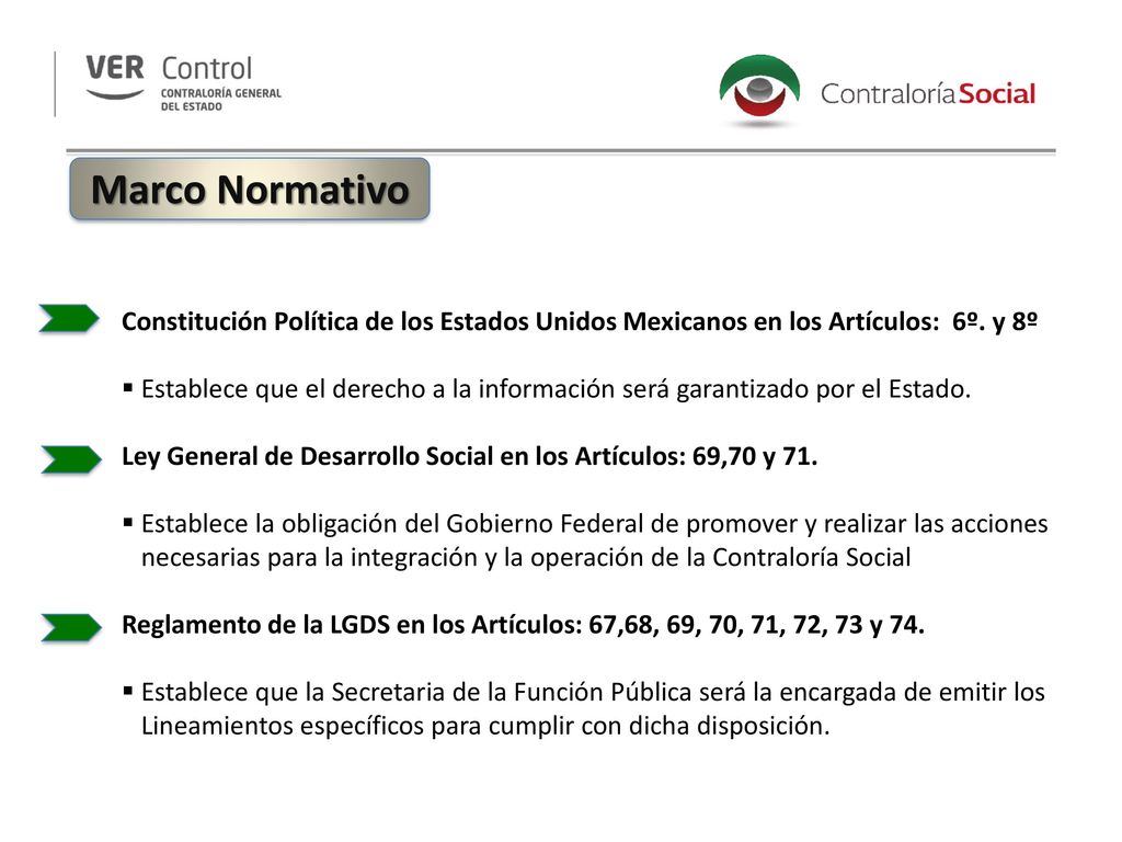 Marco Normativo Constitución Política de los Estados Unidos Mexicanos en los Artículos: 6º. y 8º.