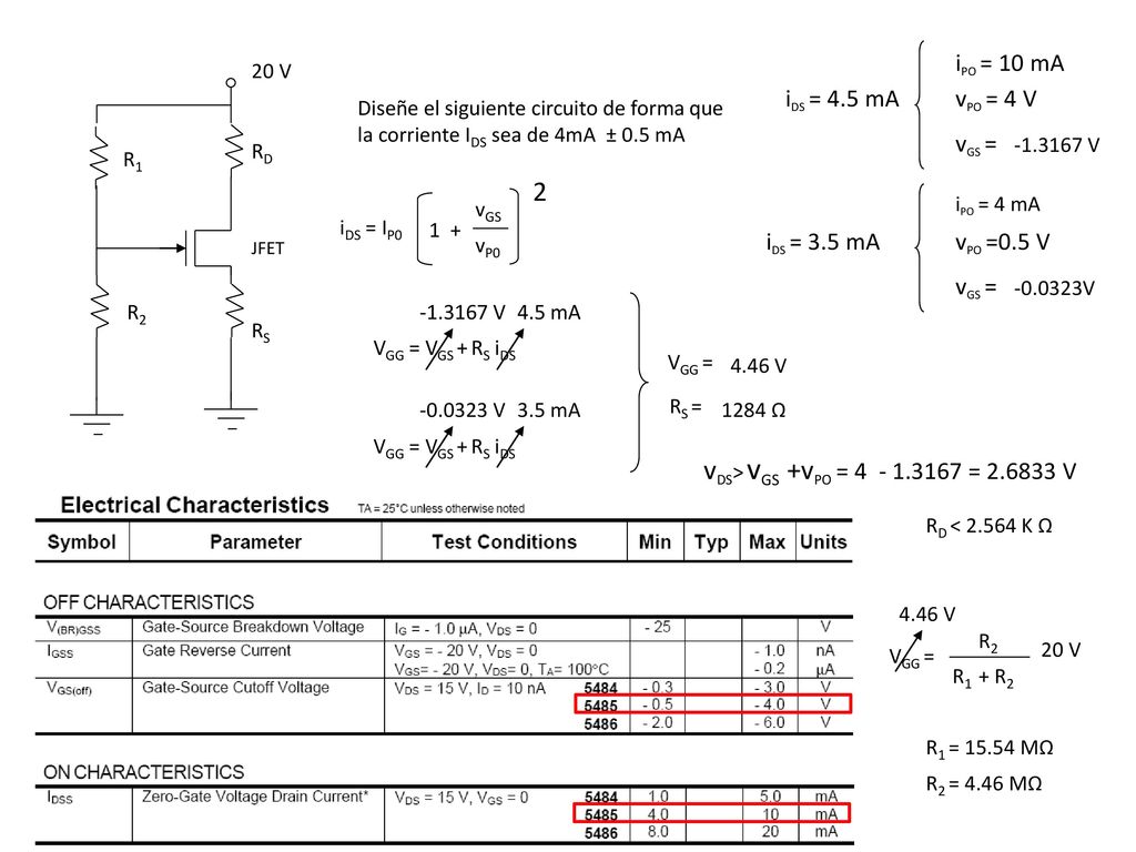 2 vDS> vGS +vPO = = V iPO = 10 mA iDS = 4.5 mA