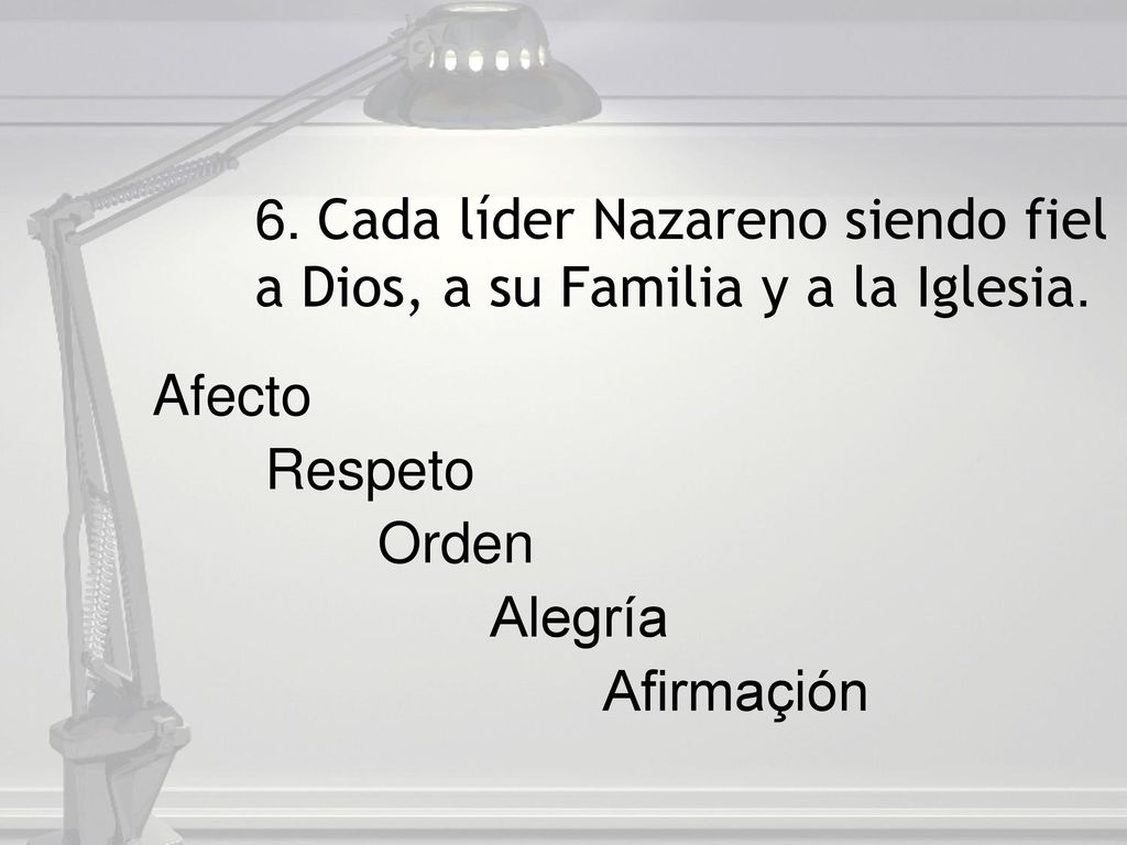 6. Cada líder Nazareno siendo fiel a Dios, a su Familia y a la Iglesia.
