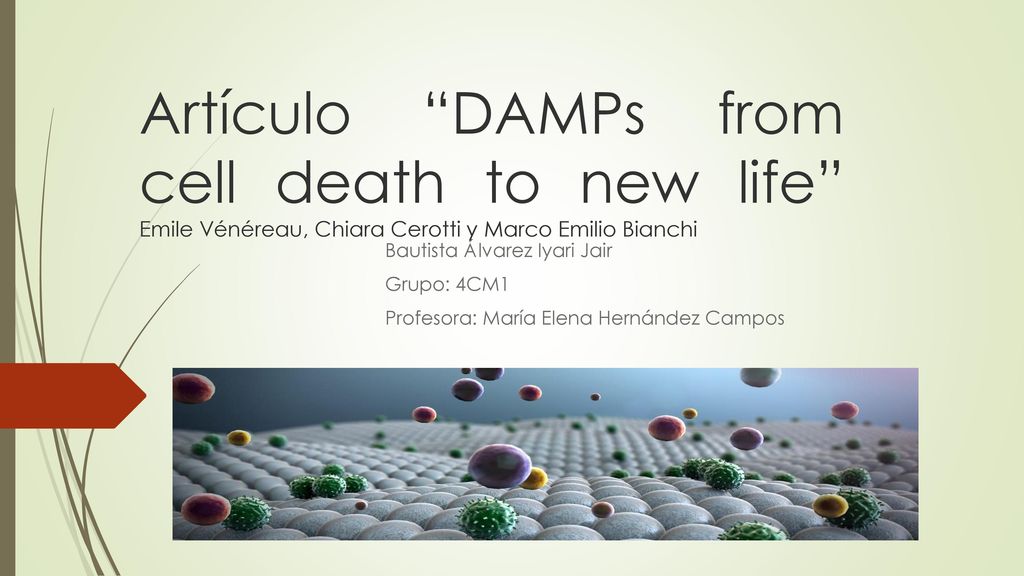Artículo DAMPs from cell death to new life Emile Vénéreau, Chiara Cerotti y Marco Emilio Bianchi
