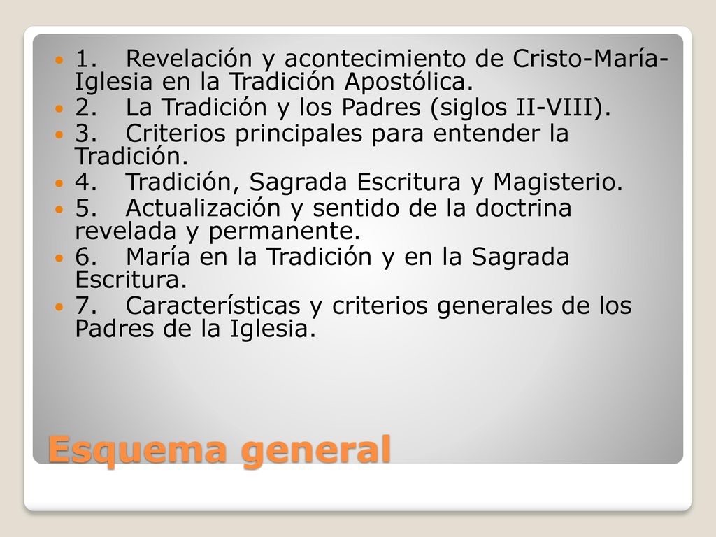 1. Revelación y acontecimiento de Cristo-María- Iglesia en la Tradición Apostólica.