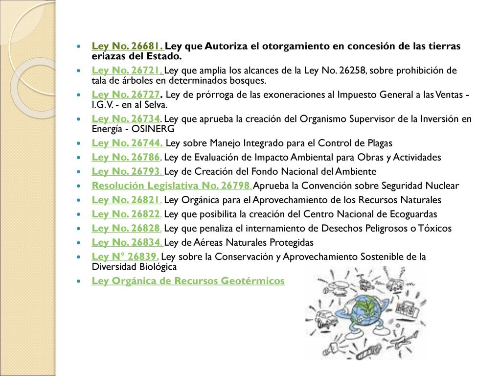 Ley No Ley que Autoriza el otorgamiento en concesión de las tierras eriazas del Estado.