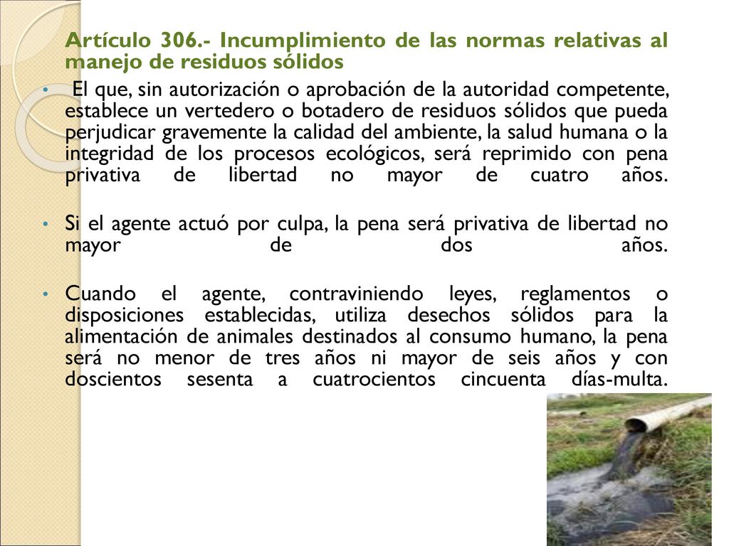 Artículo Incumplimiento de las normas relativas al manejo de residuos sólidos