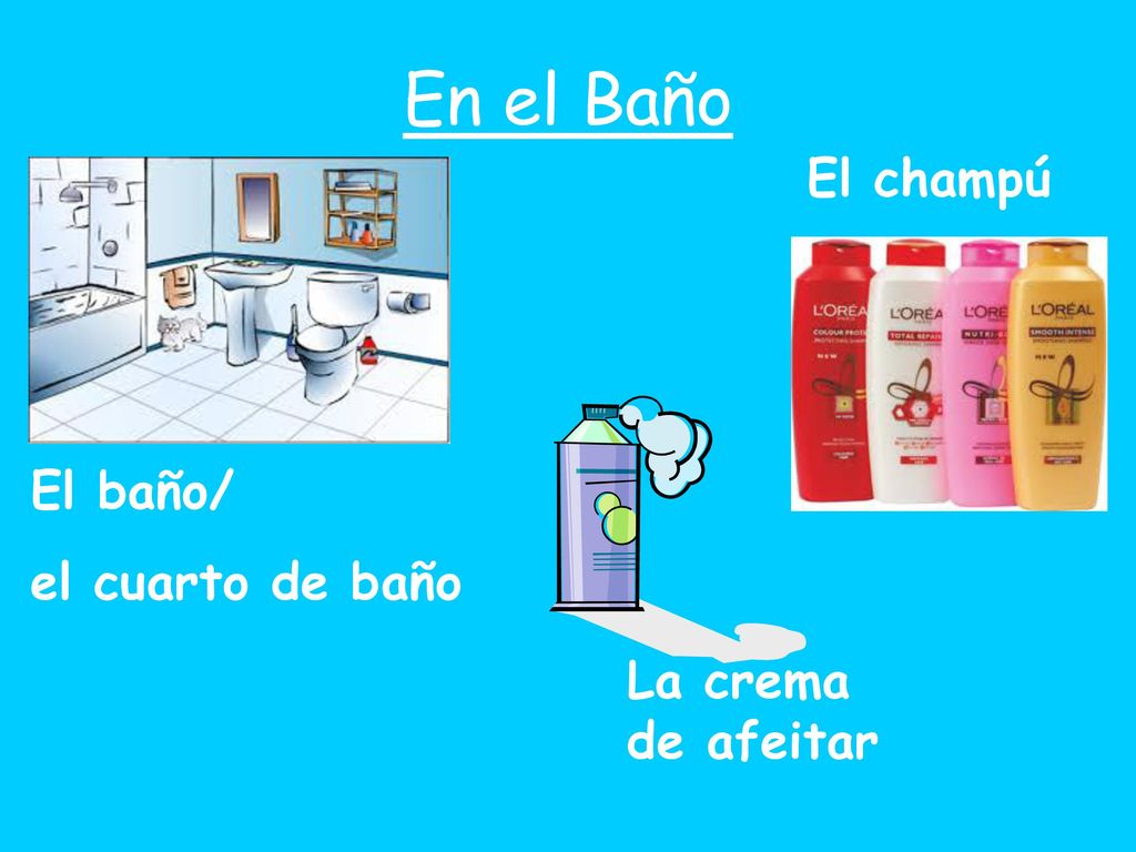 En el Baño El champú El baño/ el cuarto de baño La crema de afeitar