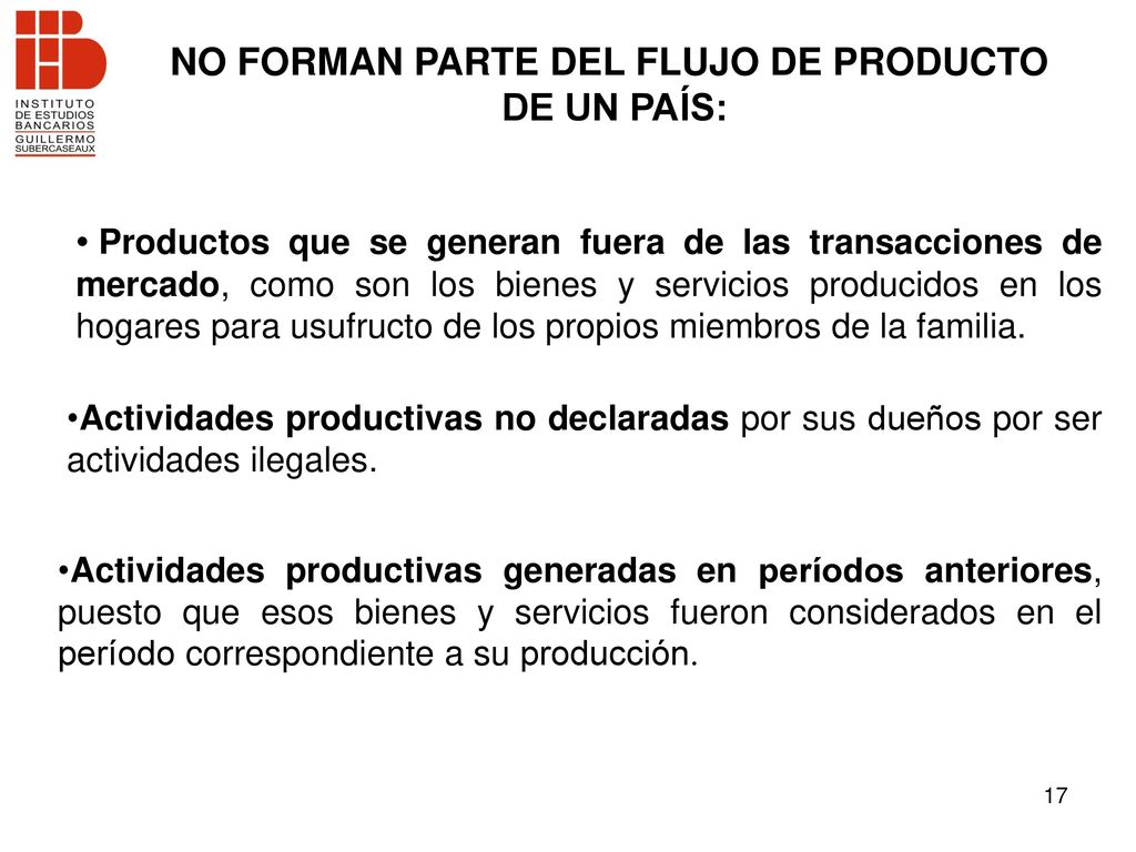 NO FORMAN PARTE DEL FLUJO DE PRODUCTO
