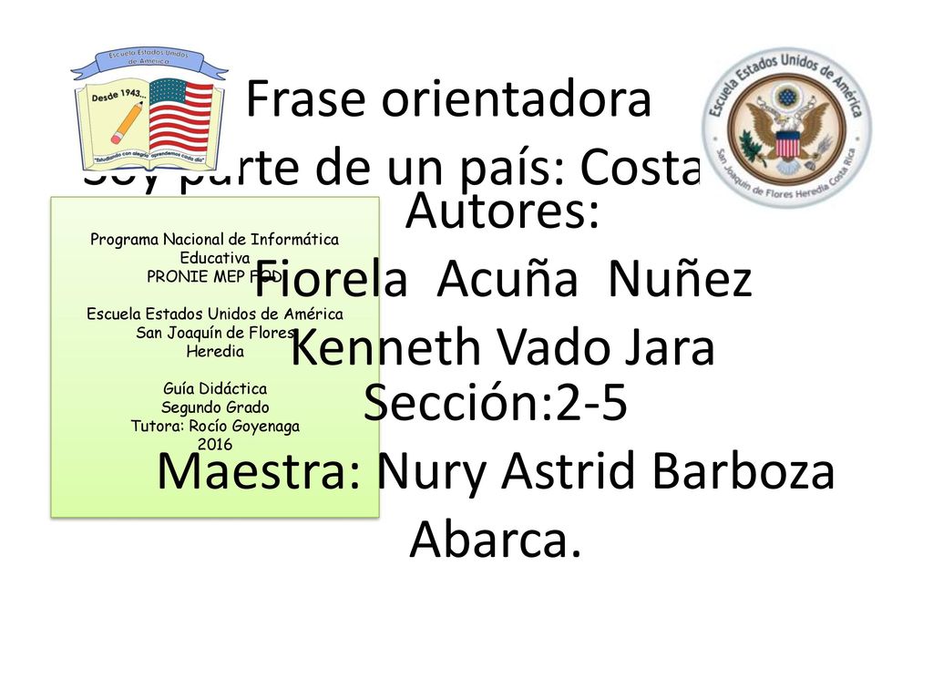 Frase orientadora Soy parte de un país: Costa Rica