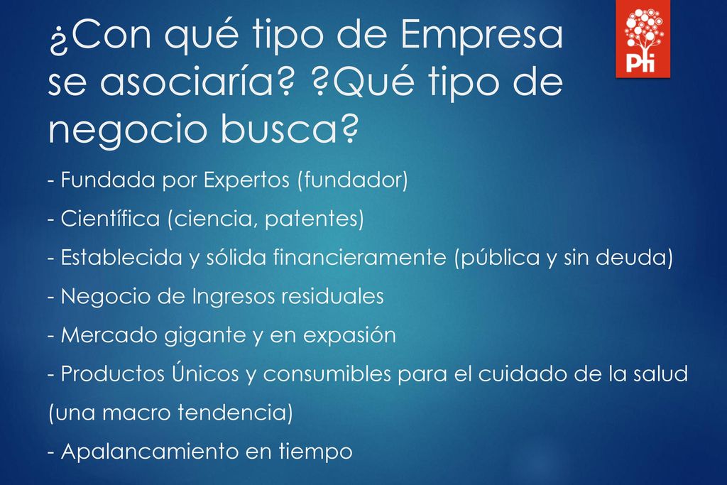 ¿Con qué tipo de Empresa se asociaría Qué tipo de negocio busca