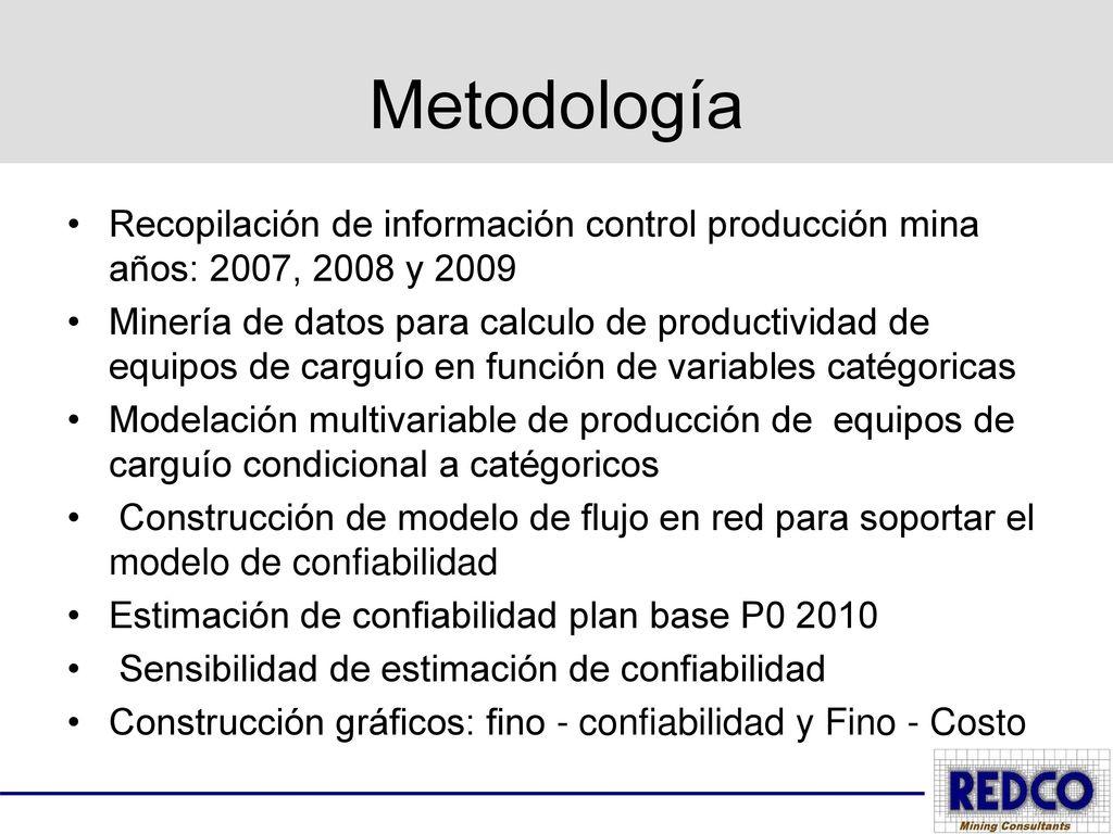 Metodología Recopilación de información control producción mina años: 2007, 2008 y