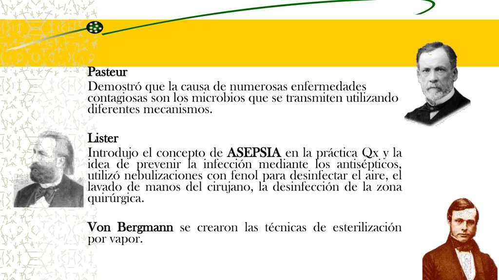 Von Bergmann se crearon las técnicas de esterilización por vapor.