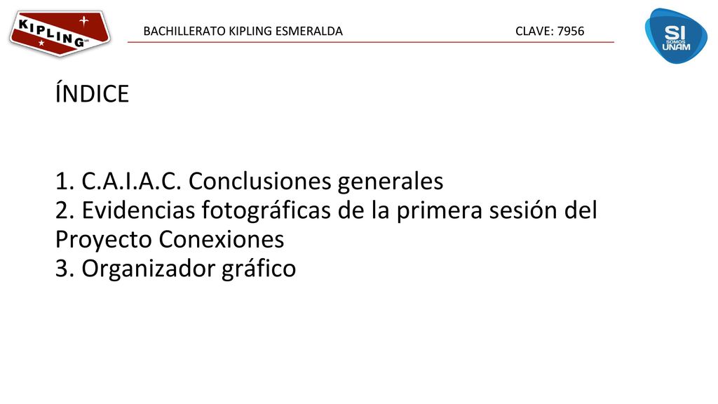 ÍNDICE 1. C. A. I. A. C. Conclusiones generales 2