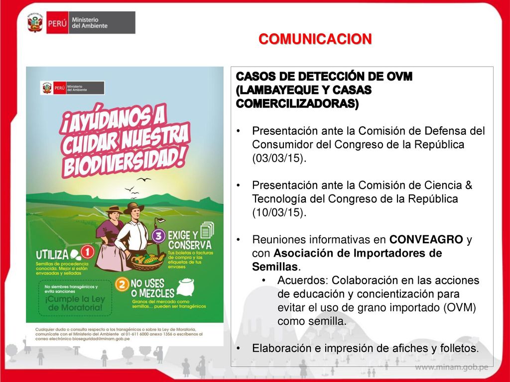 COMUNICACION CASOS DE DETECCIÓN DE OVM (LAMBAYEQUE Y CASAS COMERCILIZADORAS)