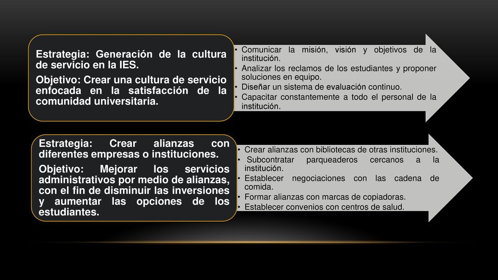 Estrategia: Generación de la cultura de servicio en la IES.