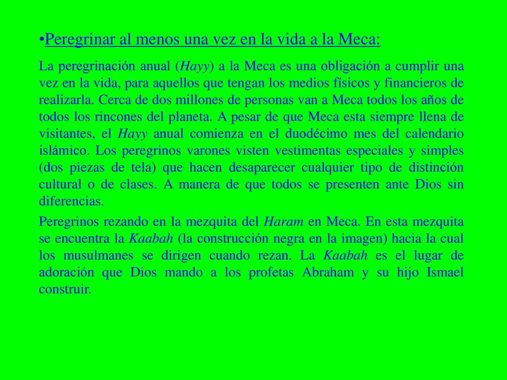 Peregrinar al menos una vez en la vida a la Meca: