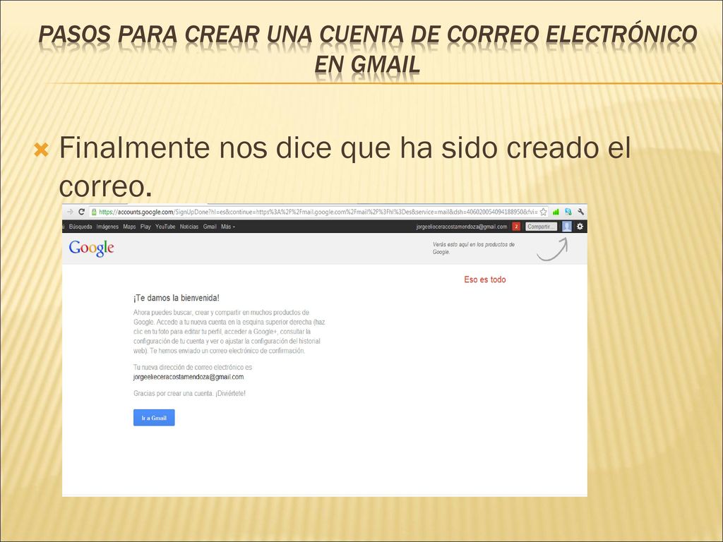 Pasos para crear una cuenta de correo electrónico en gmail