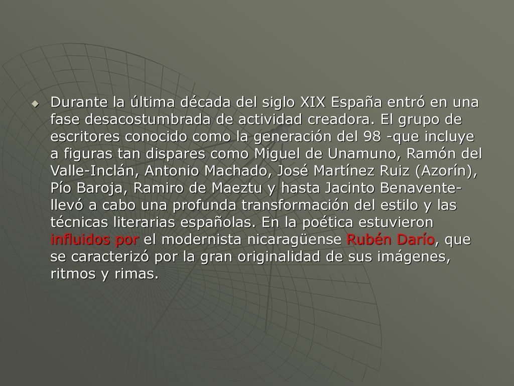 Durante la última década del siglo XIX España entró en una fase desacostumbrada de actividad creadora.