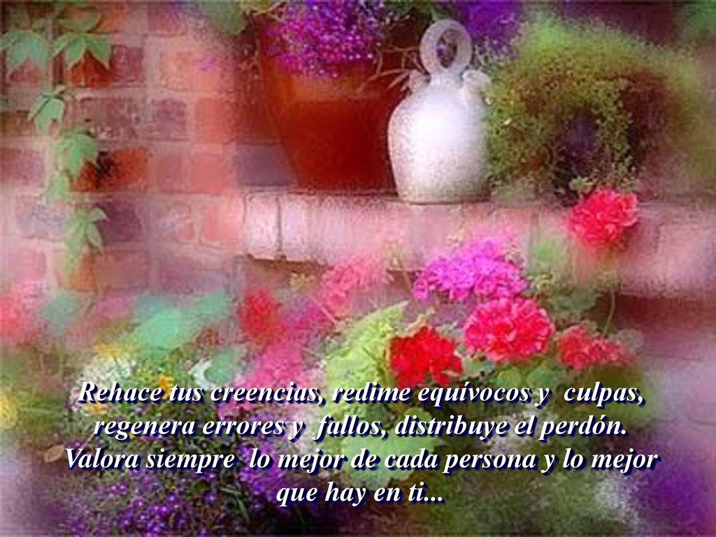 Rehace tus creencias, redime equívocos y culpas, regenera errores y fallos, distribuye el perdón.