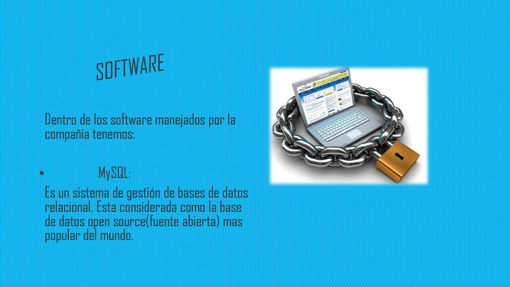 SOFTWARE Dentro de los software manejados por la compañía tenemos: