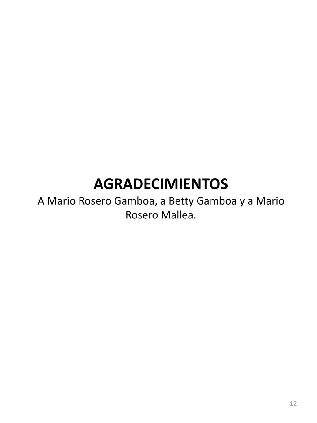 A Mario Rosero Gamboa, a Betty Gamboa y a Mario Rosero Mallea.
