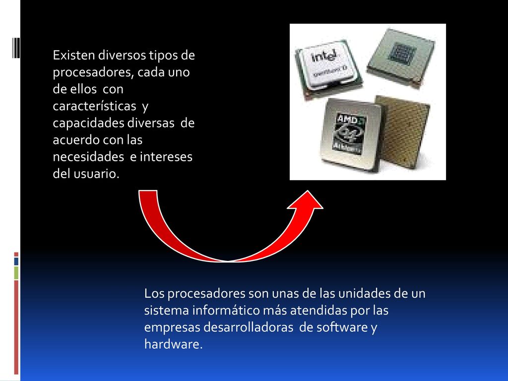 Existen diversos tipos de procesadores, cada uno de ellos con características y capacidades diversas de acuerdo con las necesidades e intereses del usuario.