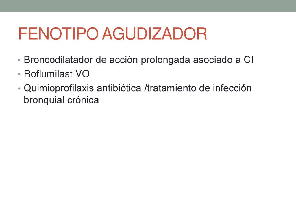 FENOTIPO AGUDIZADOR Broncodilatador de acción prolongada asociado a CI