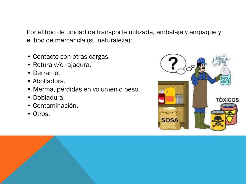 Por el tipo de unidad de transporte utilizada, embalaje y empaque y
