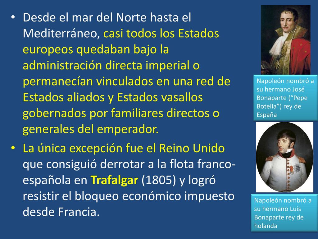 Desde el mar del Norte hasta el Mediterráneo, casi todos los Estados europeos quedaban bajo la administración directa imperial o permanecían vinculados en una red de Estados aliados y Estados vasallos gobernados por familiares directos o generales del emperador.