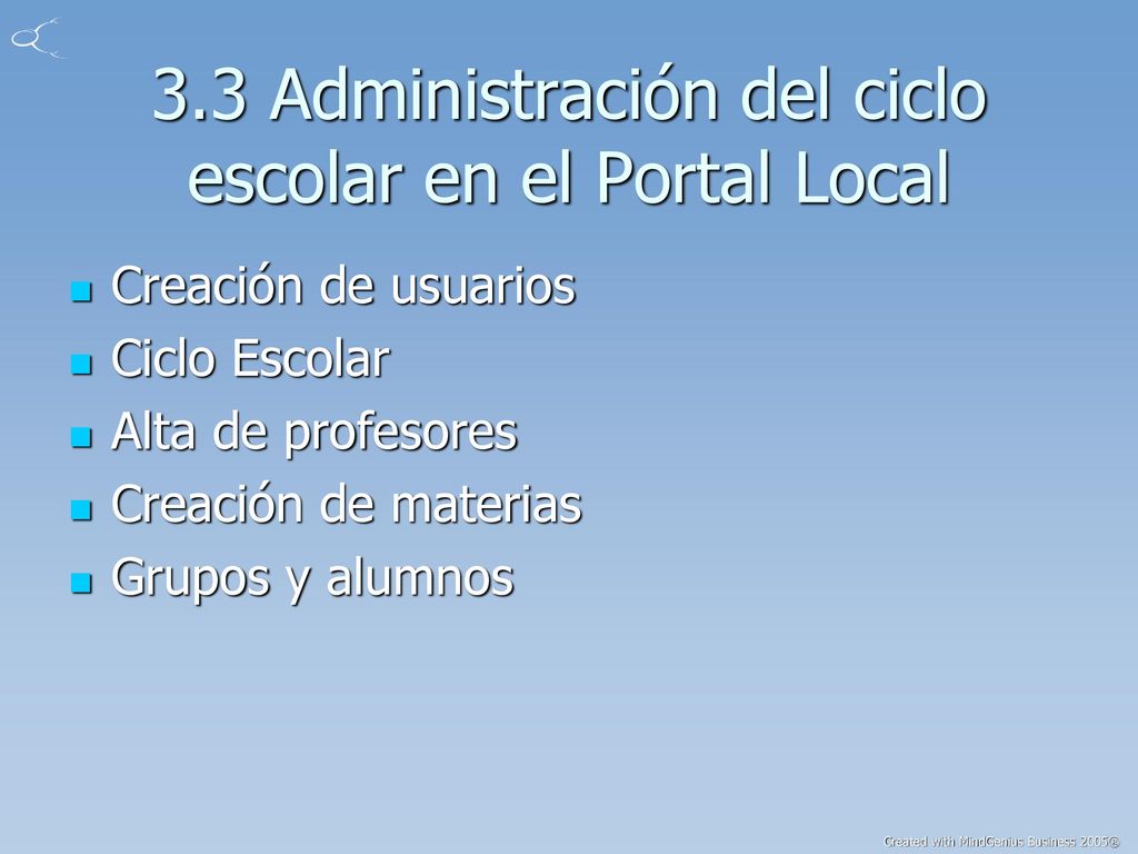 3.3 Administración del ciclo escolar en el Portal Local