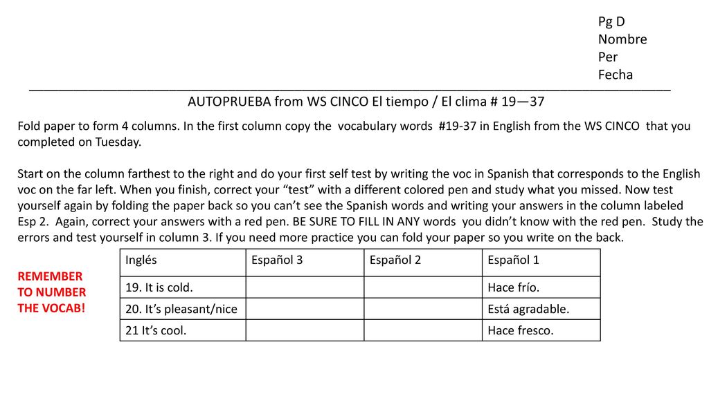 AUTOPRUEBA from WS CINCO El tiempo / El clima # 19—37