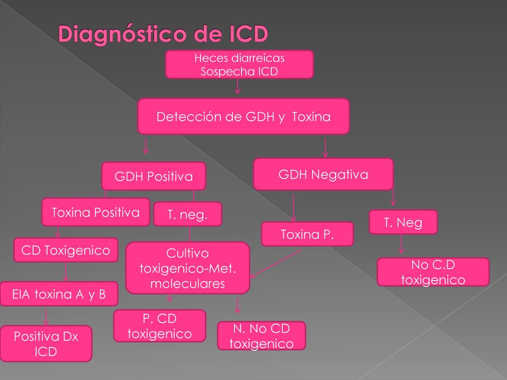 Diagnóstico de ICD Detección de GDH y Toxina GDH Negativa GDH Positiva