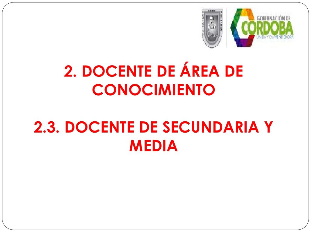 2. DOCENTE DE ÁREA DE CONOCIMIENTO 2.3. DOCENTE DE SECUNDARIA Y MEDIA