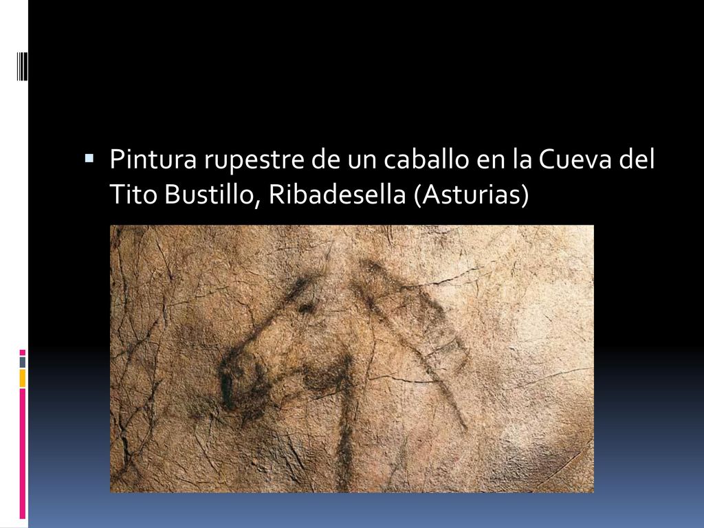 Pintura rupestre de un caballo en la Cueva del Tito Bustillo, Ribadesella (Asturias)