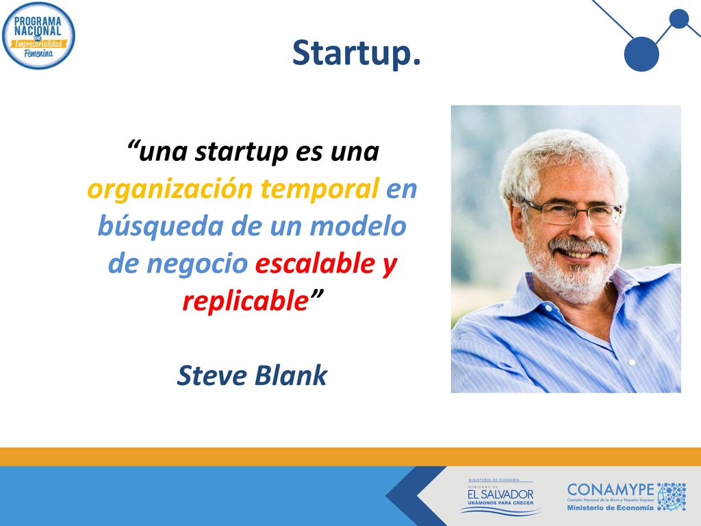 Startup. una startup es una organización temporal en búsqueda de un modelo de negocio escalable y replicable