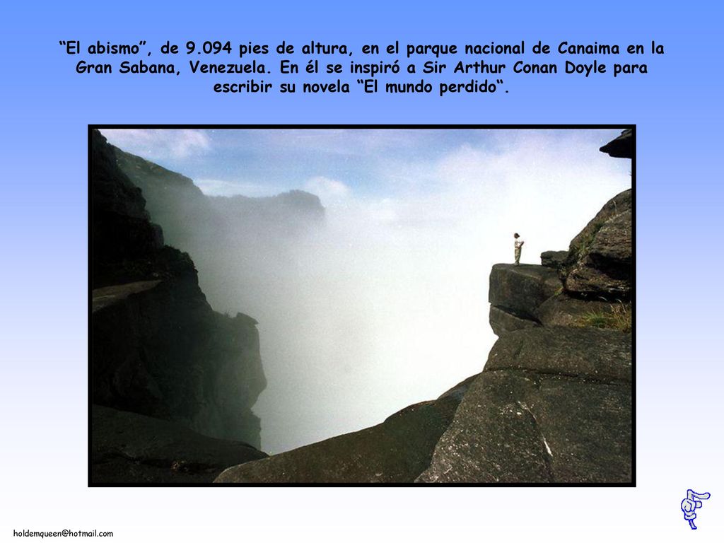 El abismo , de pies de altura, en el parque nacional de Canaima en la Gran Sabana, Venezuela.