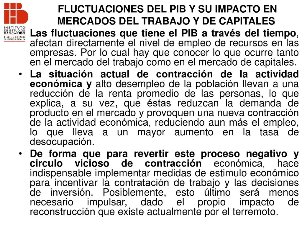 FLUCTUACIONES DEL PIB Y SU IMPACTO EN MERCADOS DEL TRABAJO Y DE CAPITALES
